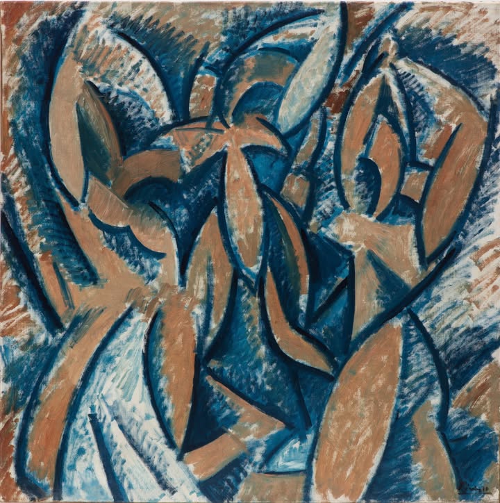 Pablo Picasso, Trois femmes (Version rythmeé) – Drei Frauen (rhythmisierte Version), Paris, 1908, Öl auf Leinwand, 91 x 91 cm, Sprengel Museum Hannover, Kunstbesitz der Landeshauptstadt Hannover, Foto: Herling/Herling/Werner, Sprengel Museum Hannover; © Succession Picasso / VG Bild-Kunst Bonn, 2024