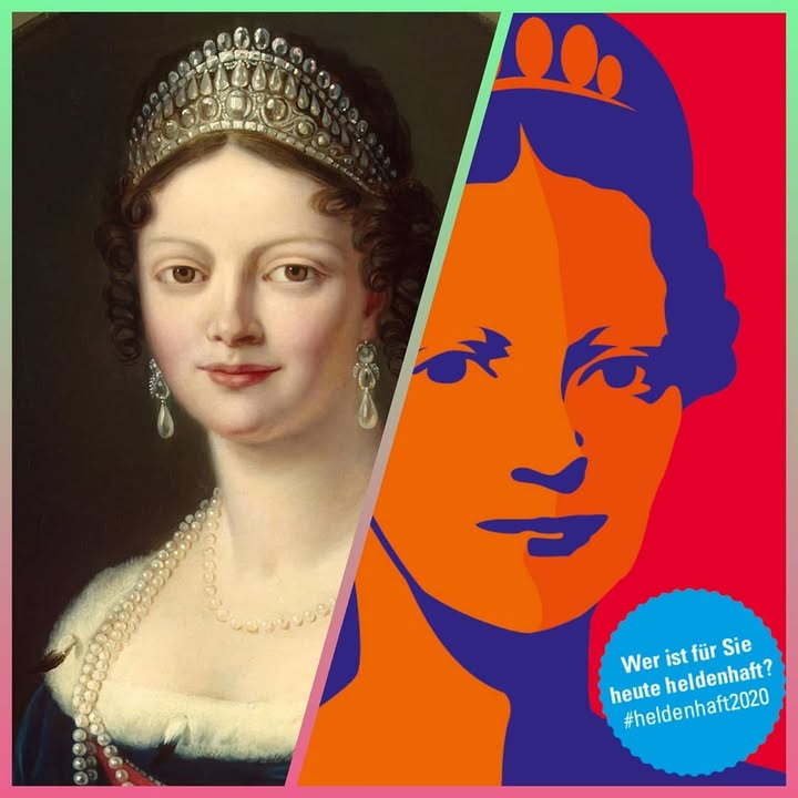 „Heldin 1818“ ist Königin Katharina von Württemberg, die sich in der Not sozial engagierte und außerdem die erste höhere Schule für Mädchen gründete. Gemälde: SSG-Event Heldenaktion 2020 Katharina von Württemberg. Foto: © www.hermitagemuseum.org