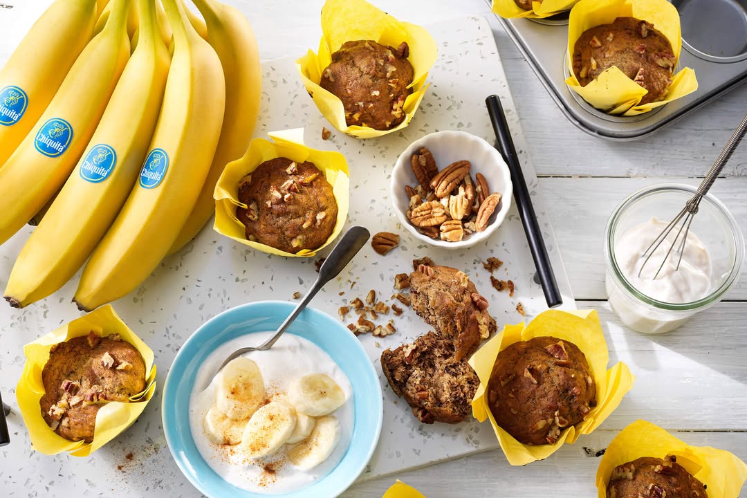 Vegane Chiquita Bananenmuffins mit Pekannüssen